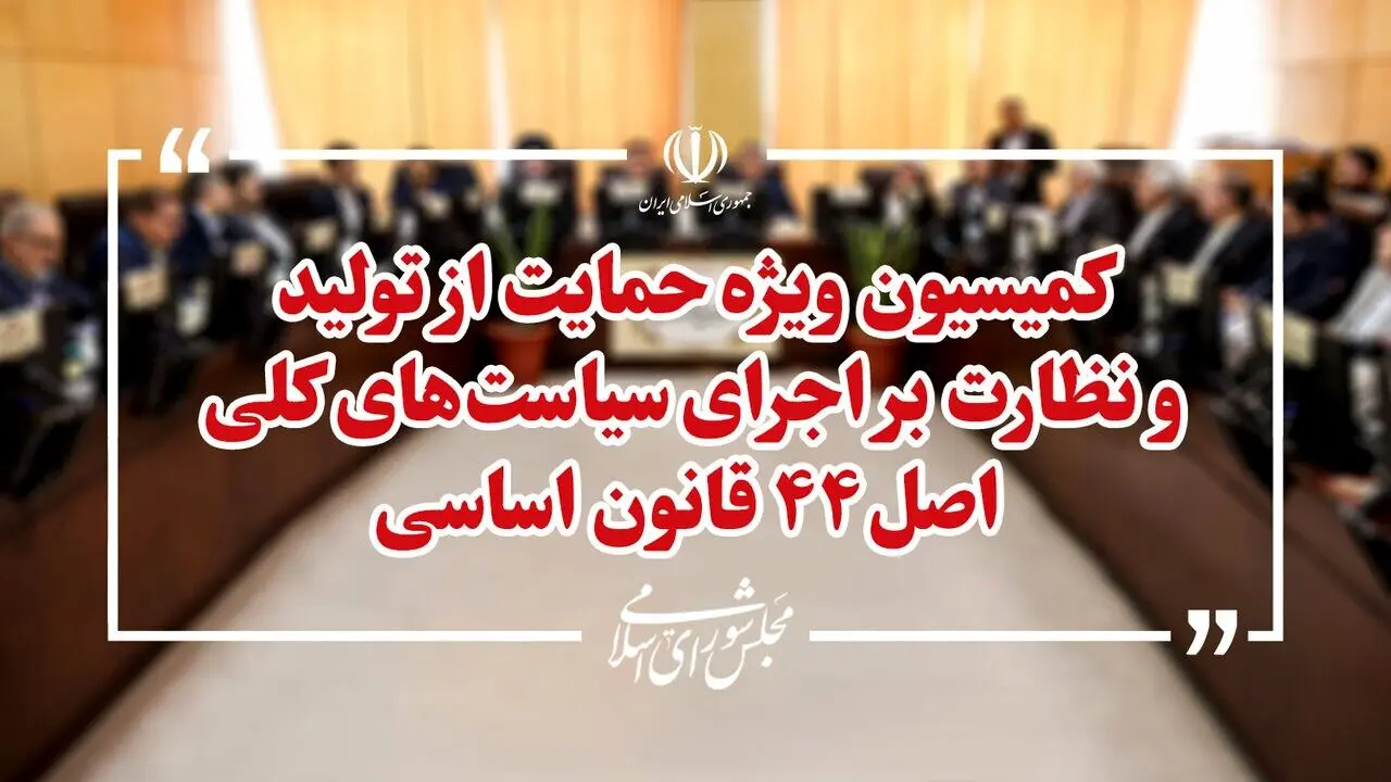 بررسی طرح‌های حمایت از تولید در کمیسیون ویژه اصل ۴۴
