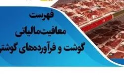 اعلام فهرست گوشت‌ها و فرآورده‌های معاف از مالیات بر ارزش افزوده در سال ۱۴۰۴